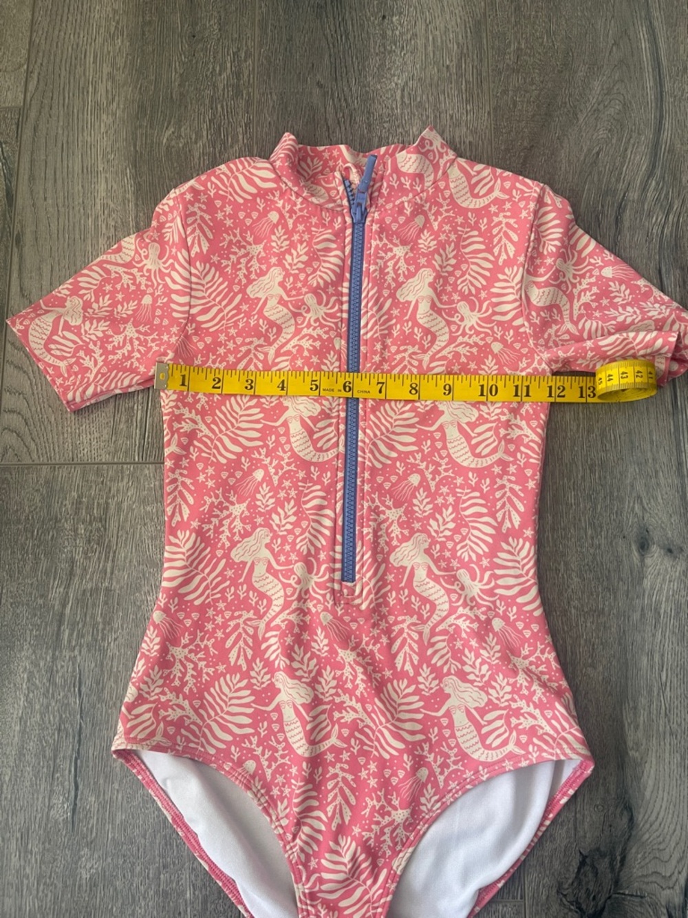 Boden Pink Mermaid Short-Sleeve One-Piece Swimsuit with Blue Zip - Picture 5 of 12